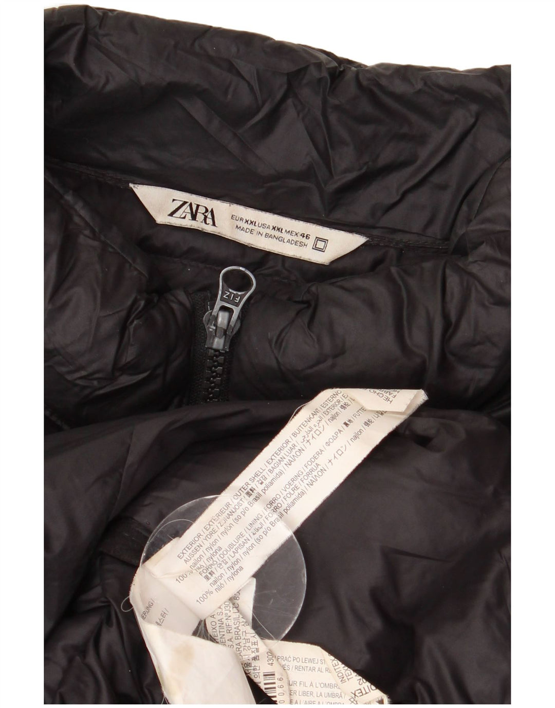 Ανδρικό μπουφάν ZARA με επένδυση UK 44 2XL Μαύρο νάιλον