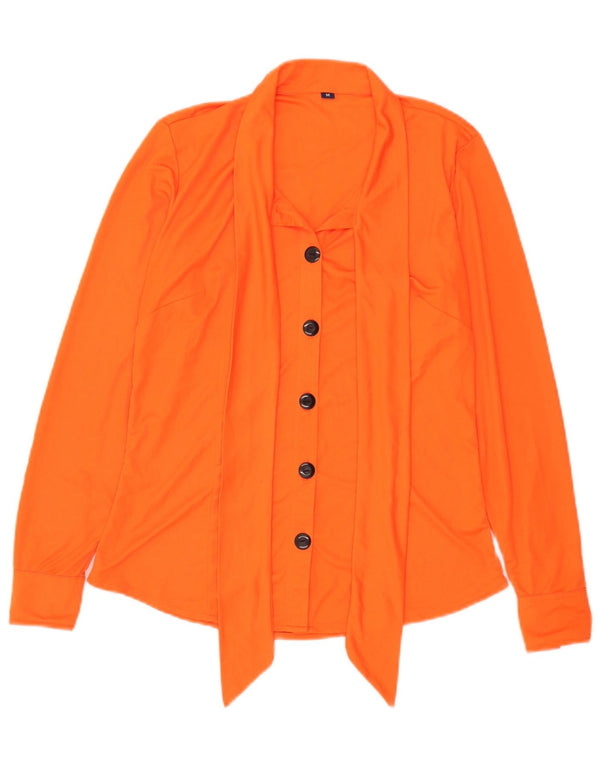 Vintage γυναικείο πουκάμισο με γραβάτα μπλούζα UK 14 Medium Orange