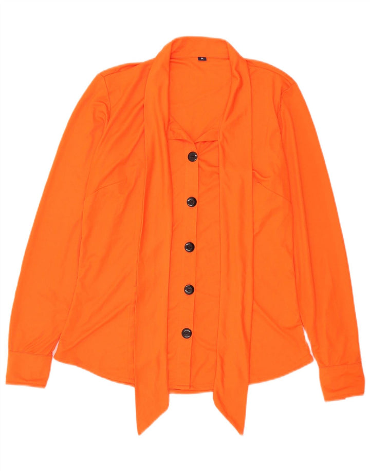 Vintage γυναικείο πουκάμισο με γραβάτα μπλούζα UK 14 Medium Orange