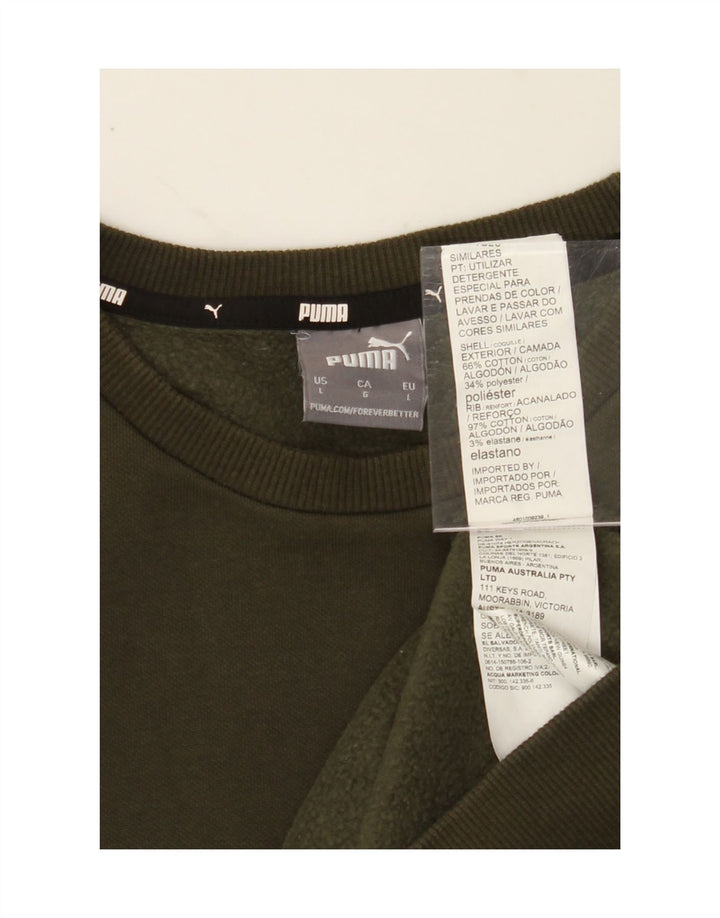 PUMA Mens Graphic Sweatshirt Jumper Large Green Cotton Vintage Puma and Second-Hand Puma from Messina Hembry 