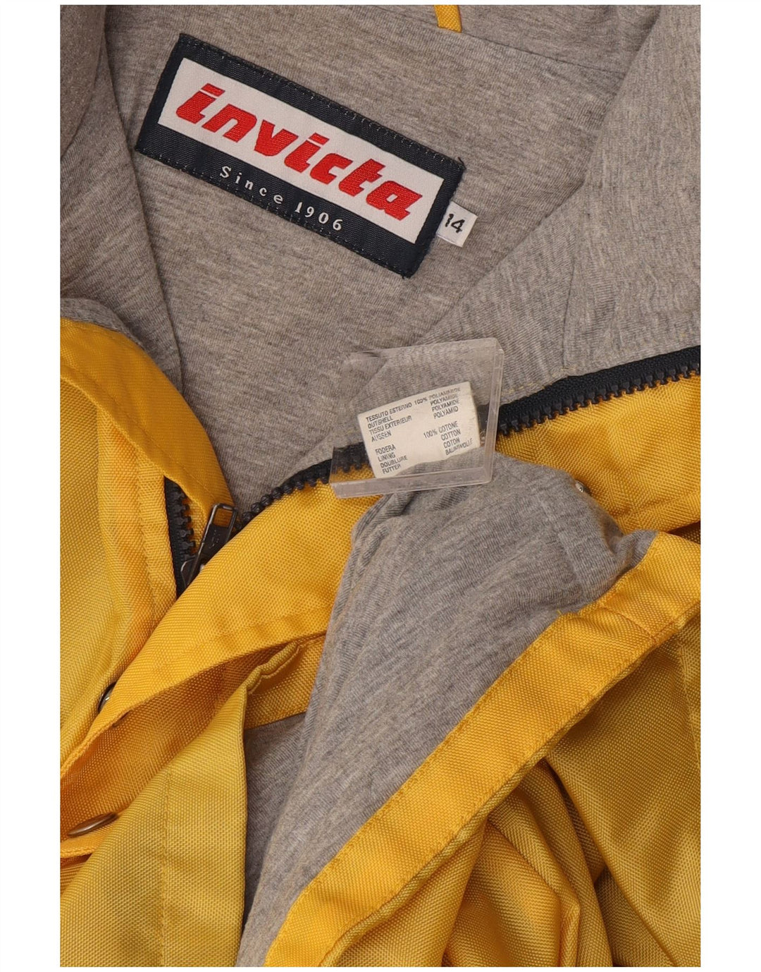 Invicta Γυναικείο τζάκετ αντιανεμικό γραφικό UK 14 μεγάλο κίτρινο πολυαμίδιο