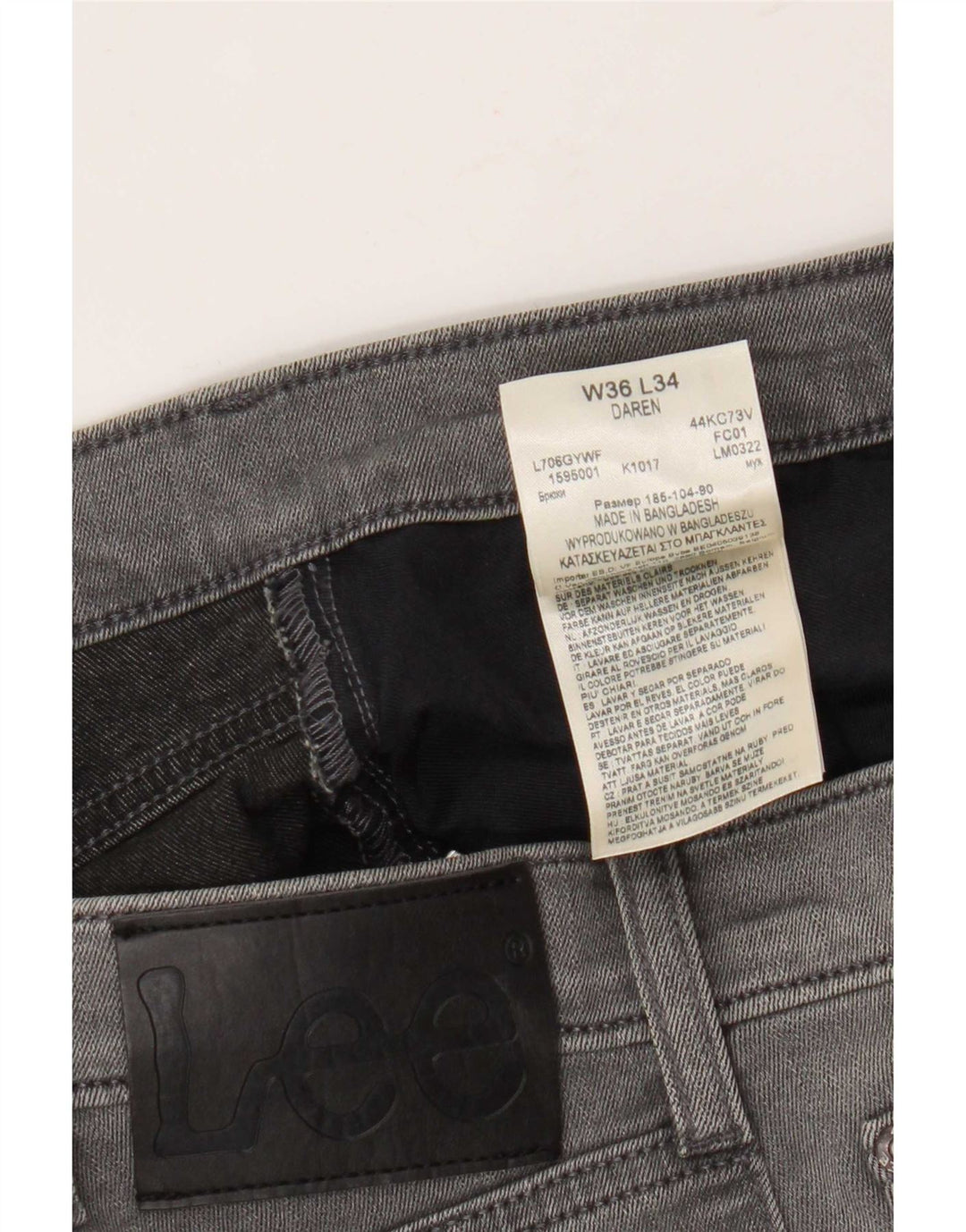 Lee Mens Daren Slim Jeans W36 L34 Γκρι βαμβακερό