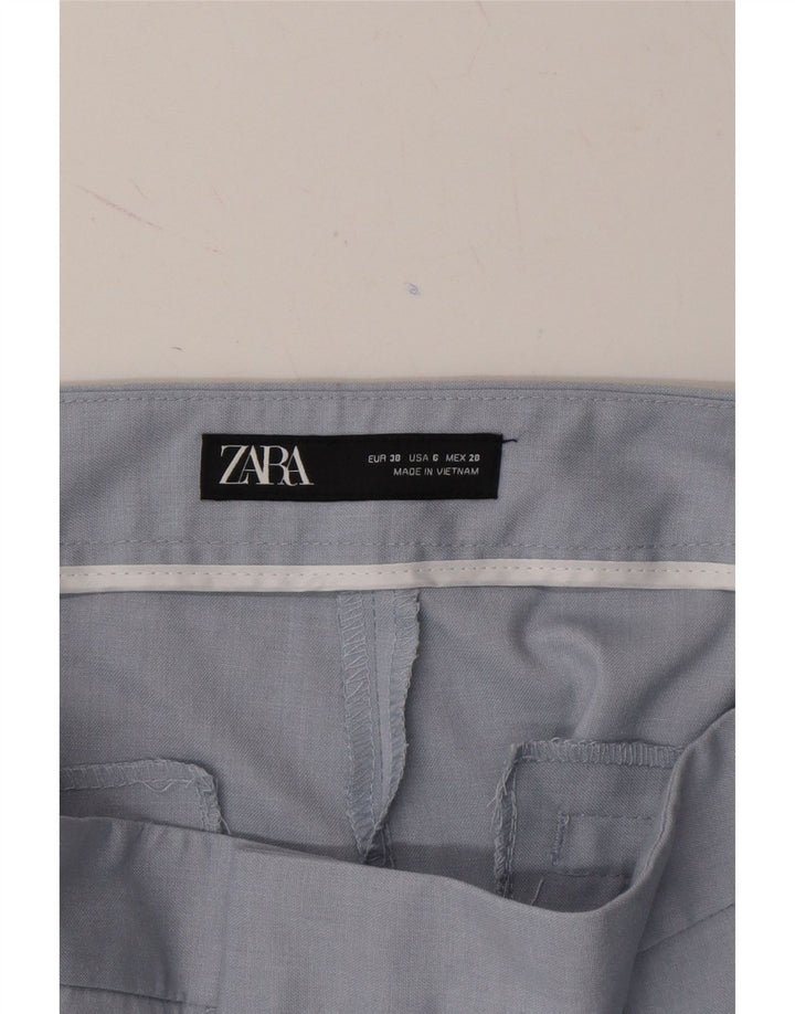 ZARA Womens Slim Crop Casual Trousers EU 38 Medium W32 L27 Blue Polyester Vintage Zara and Second-Hand Zara from Messina Hembry 