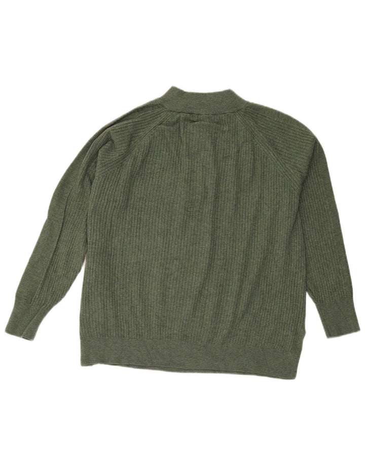 Marks & Spencer Γυναικείο πουλόβερ με φερμουάρ UK 16 Large Green