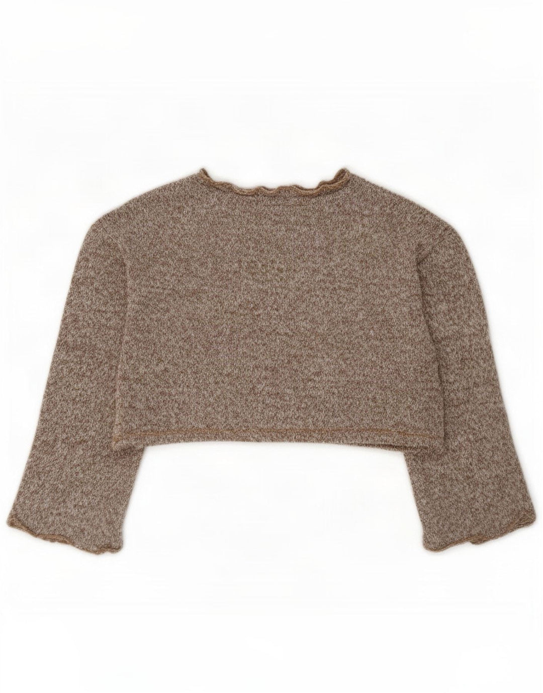 Zara Γυναικεία Crop Oversized Top μακρυμάνικο UK 10 Μικρός καφέ πολυεστέρας