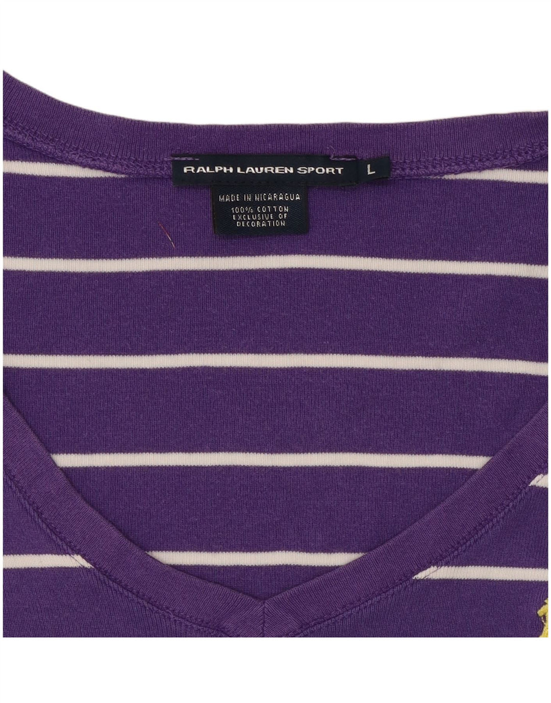 RALPH LAUREN Γυναικείο T-Shirt τοπ UK 14 μεγάλο μωβ ριγέ βαμβακερό