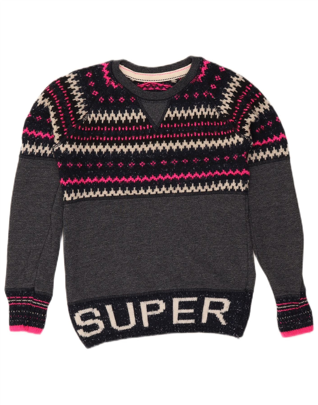 Γυναικείο πουλόβερ SUPERDRY Crew Neck Jumper UK 6 XS Navy Blue Fair Isle