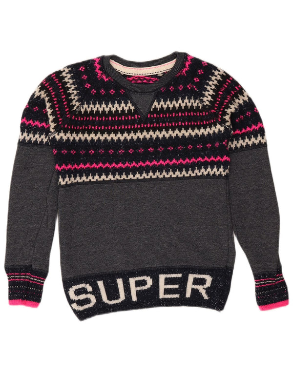 Γυναικείο πουλόβερ SUPERDRY Crew Neck Jumper UK 6 XS Navy Blue Fair Isle