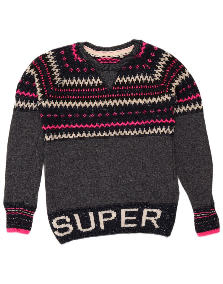 Γυναικείο πουλόβερ SUPERDRY Crew Neck Jumper UK 6 XS Navy Blue Fair Isle