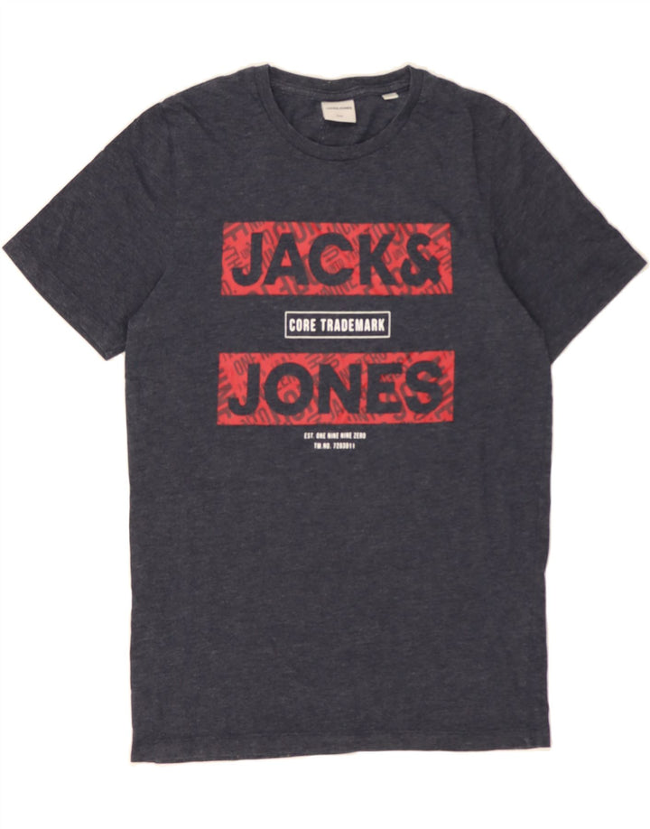 JACK & JONES Mens Graphic T-Shirt Top Medium Navy Blue Cotton Vintage Jack & Jones and Second-Hand Jack & Jones from Messina Hembry 