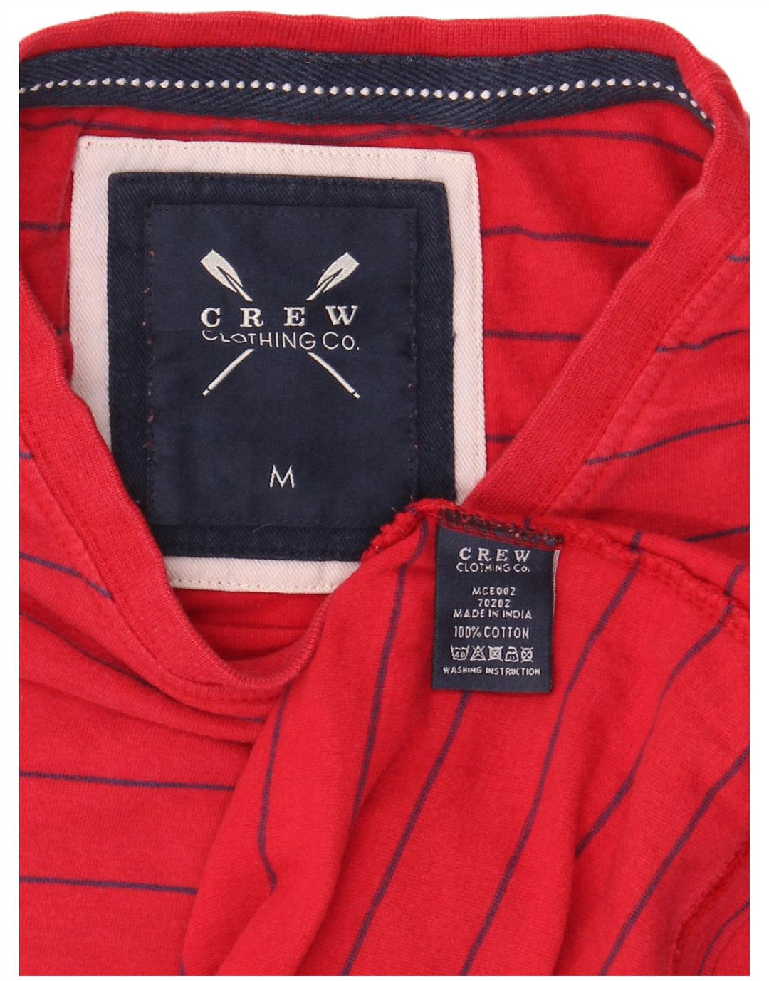 Ανδρικό T-Shirt Crew Clothing Top Βαμβακερό μεσαίο κόκκινο ριγέ