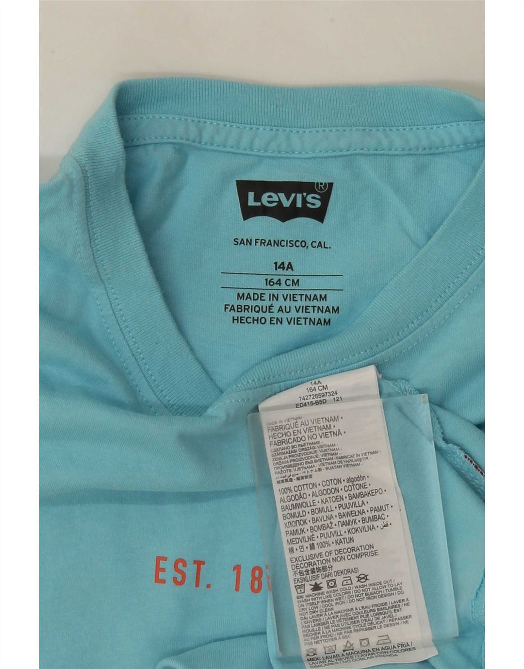 Γραφικό T-Shirt Levi's Boys Top 13-14 ετών Μπλε βαμβακερό