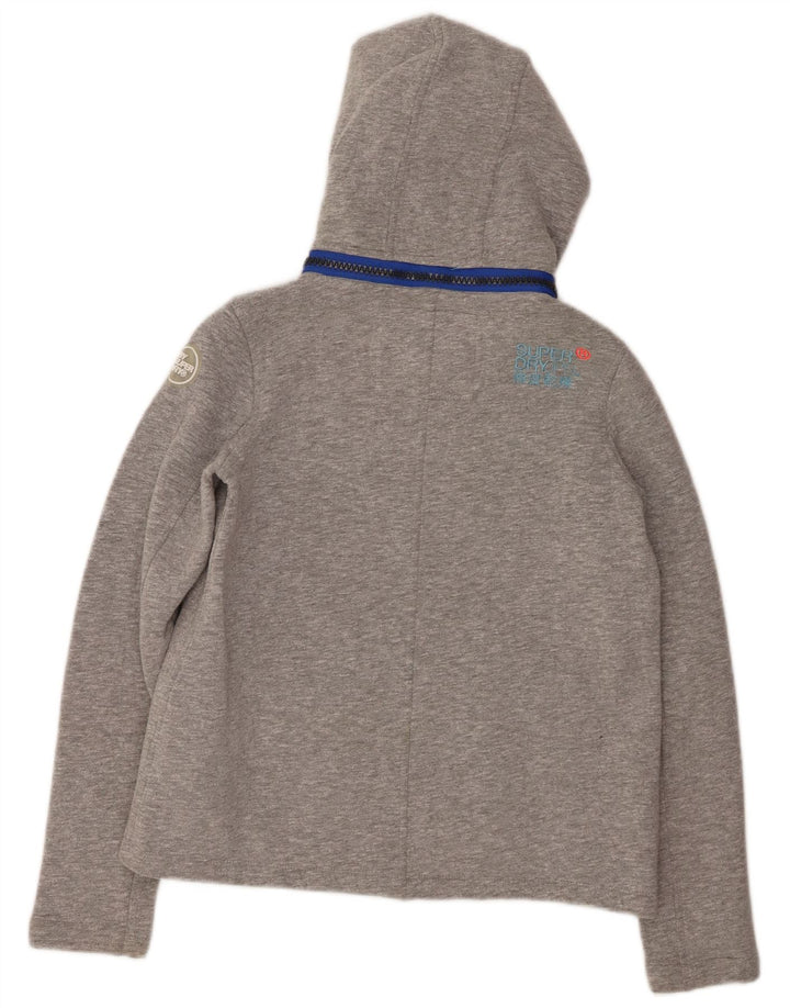 SUPERDRY Γυναικείο πουλόβερ με κουκούλα με φερμουάρ UK 10 Small Grey Polyester
