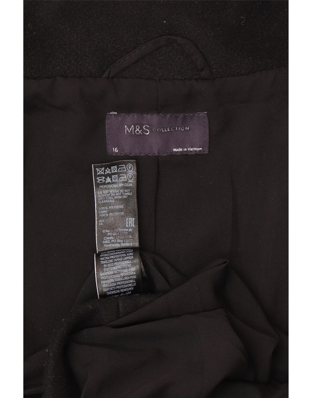 Marks & Spencer Γυναικείο Πανωφόρι UK 16 Large Black Polyester