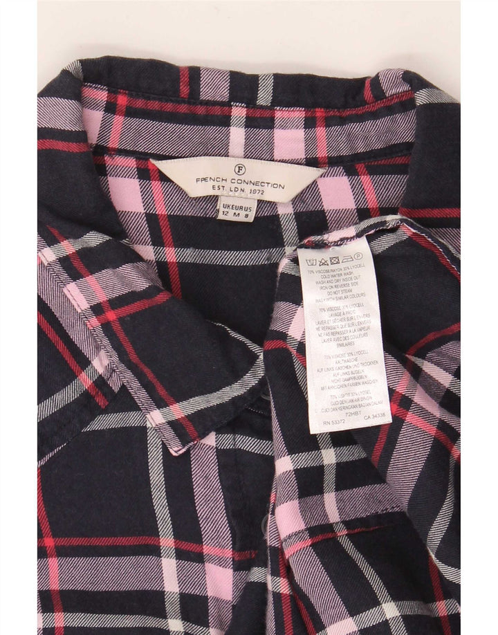 Γυναικείο πουκάμισο French Connection UK 12 Medium Navy Blue Check Viscose