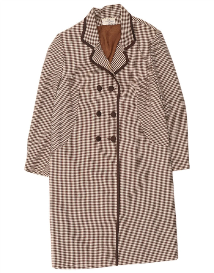 Γυναικείο παλτό με διπλό στήθος Alta Moda UK 8 Small Brown Houndstooth