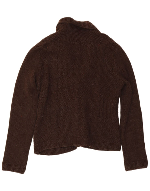Γυναικείο πουλόβερ με ζακέτα Eddie Bauer UK 12 μεσαίο καφέ βαμβακερό