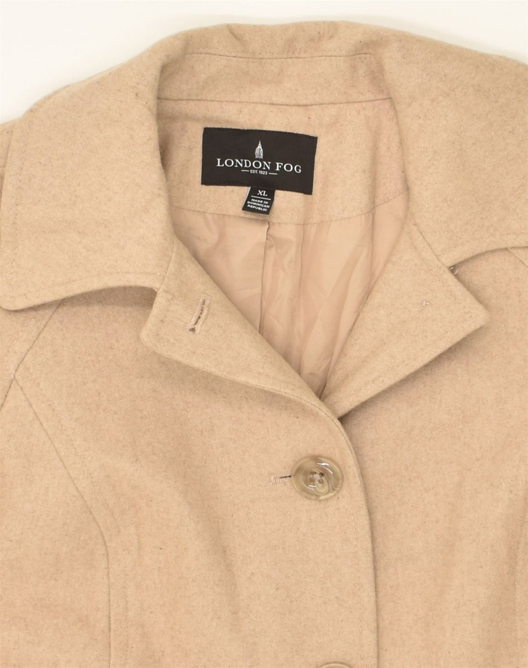 LONDON FOG Womens Overcoat UK 18 XL Beige Wool | Vintage London Fog | Thrift | Second-Hand London Fog | Used Clothing | Messina Hembry 