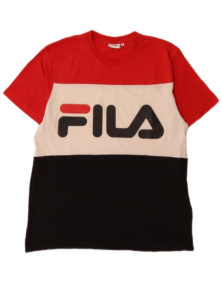 Ανδρικό γραφικό μπλουζάκι Fila Top μεσαίο πολύχρωμο βαμβακερό μπλοκ χρώματος