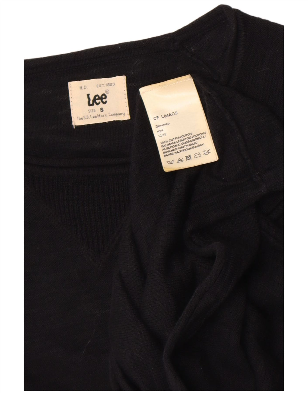 Πουλόβερ Lee Mens Crew Neck Jumper Μικρό μαύρο βαμβακερό