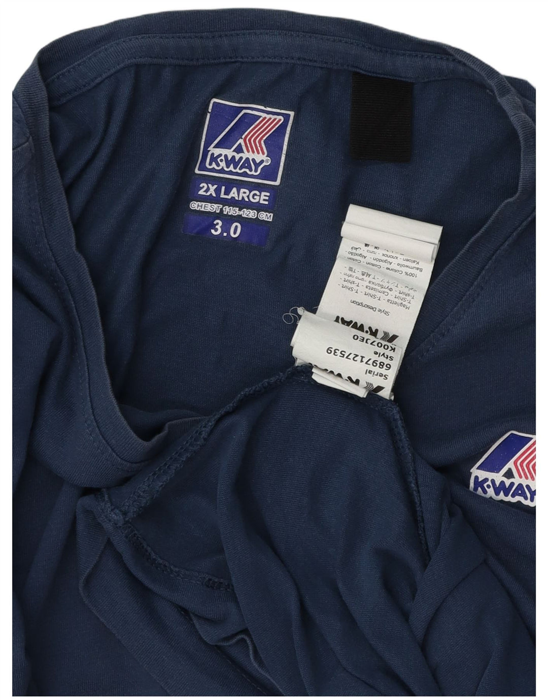 K-WAY Ανδρικό T-Shirt Top 2XL Navy Blue Cotton