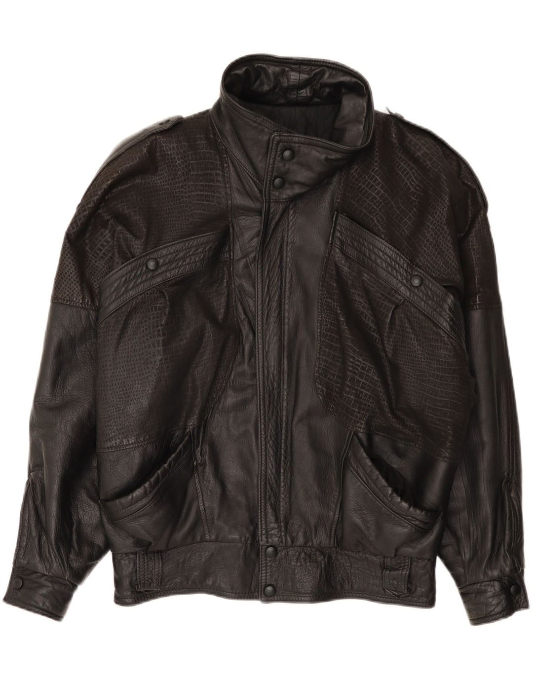 Vintage Ανδρικό Loose Fit Δερμάτινο Μπουφάν IT 46 Small Black Leather