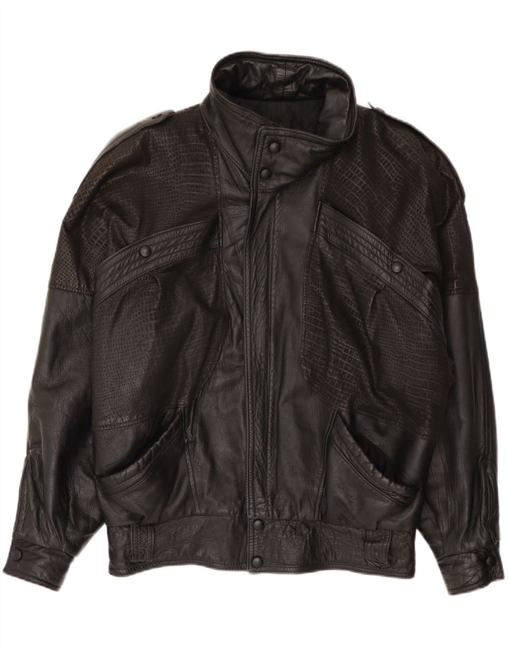 Vintage Ανδρικό Loose Fit Δερμάτινο Μπουφάν IT 46 Small Black Leather