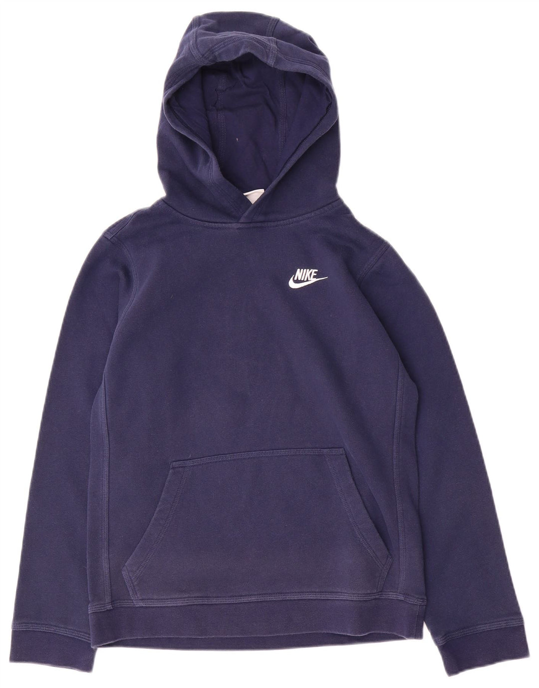 NIKE Boys Hoodie Jumper 12-13 Years Large Navy Blue Cotton