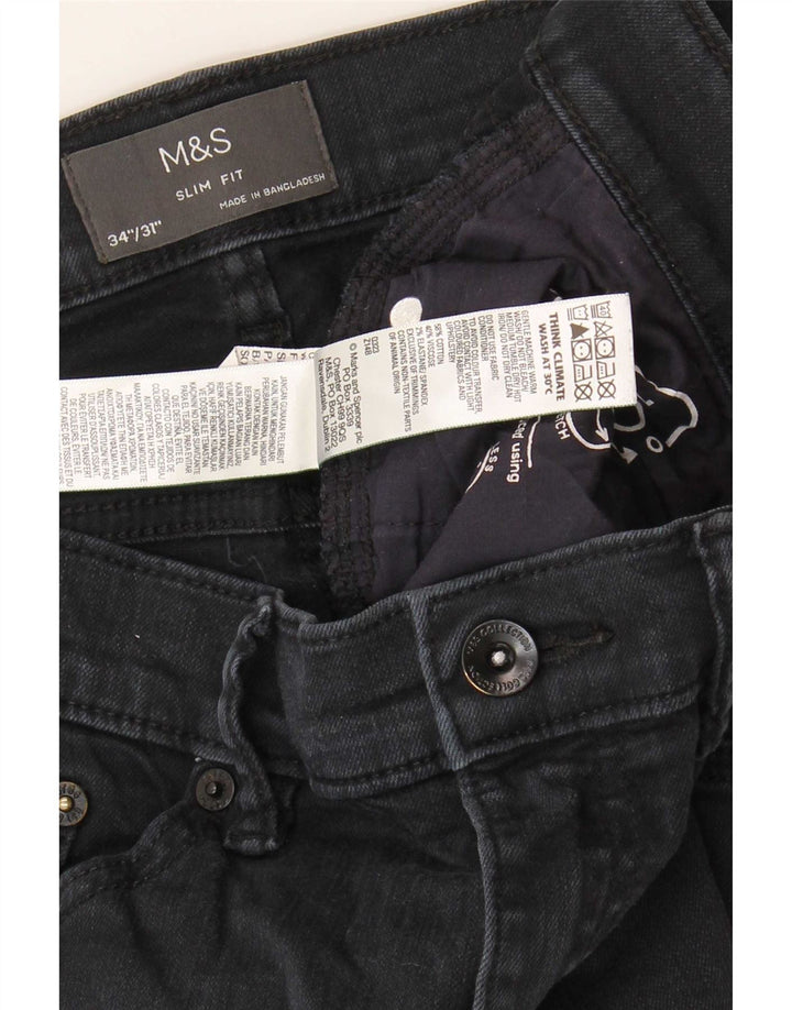 Marks & Spencer Ανδρικό Slim Jeans W34 L31 Μαύρο βαμβακερό