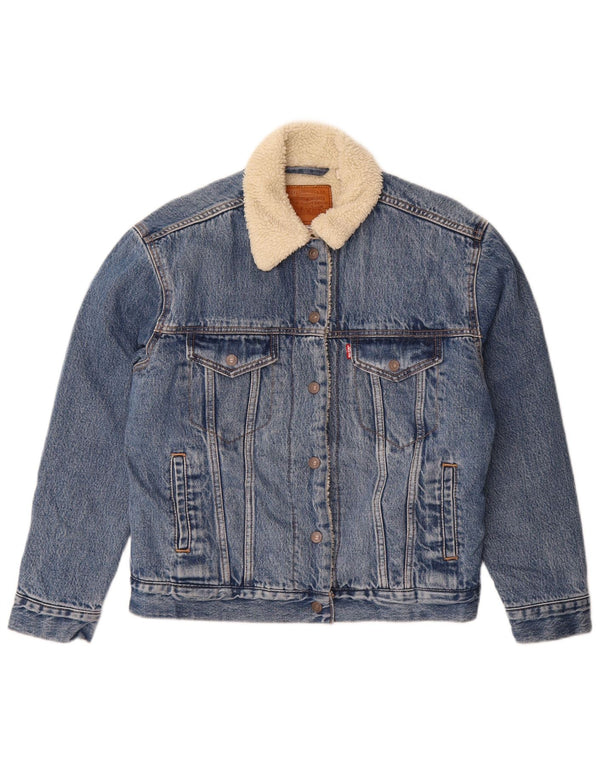 Γυναικείο Levi's Oversized Τζιν Σέρπα Μπουφάν UK 10 Μικρό Μπλε Βαμβακερό