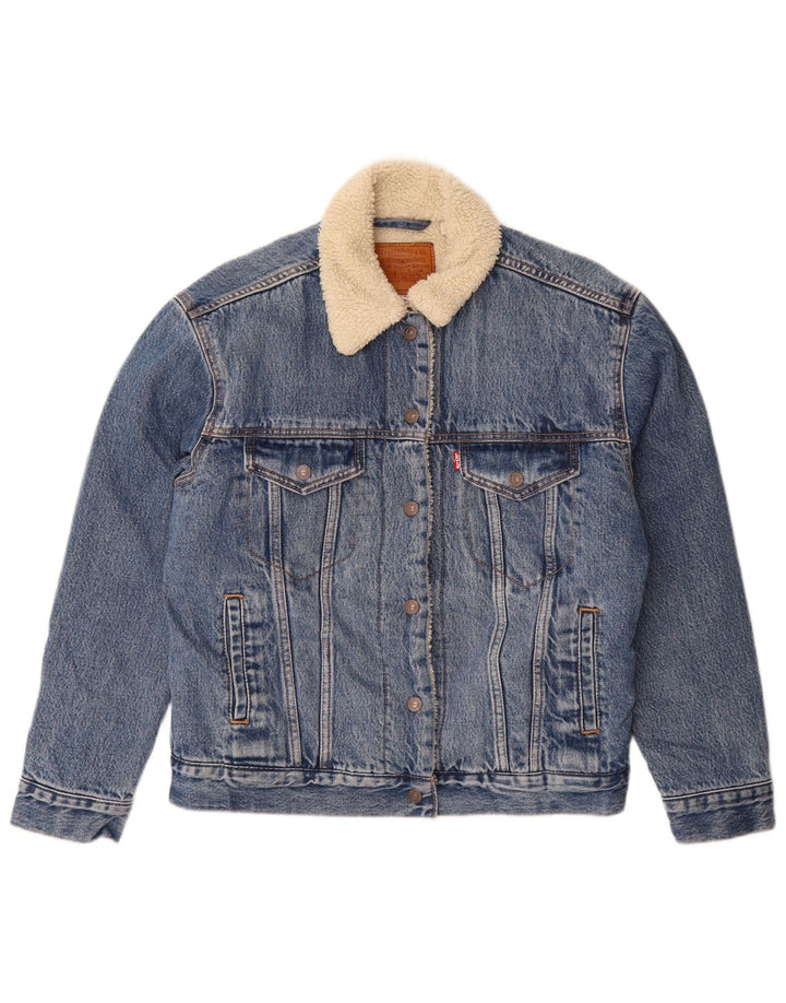 Γυναικείο Levi's Oversized Τζιν Σέρπα Μπουφάν UK 10 Μικρό Μπλε Βαμβακερό
