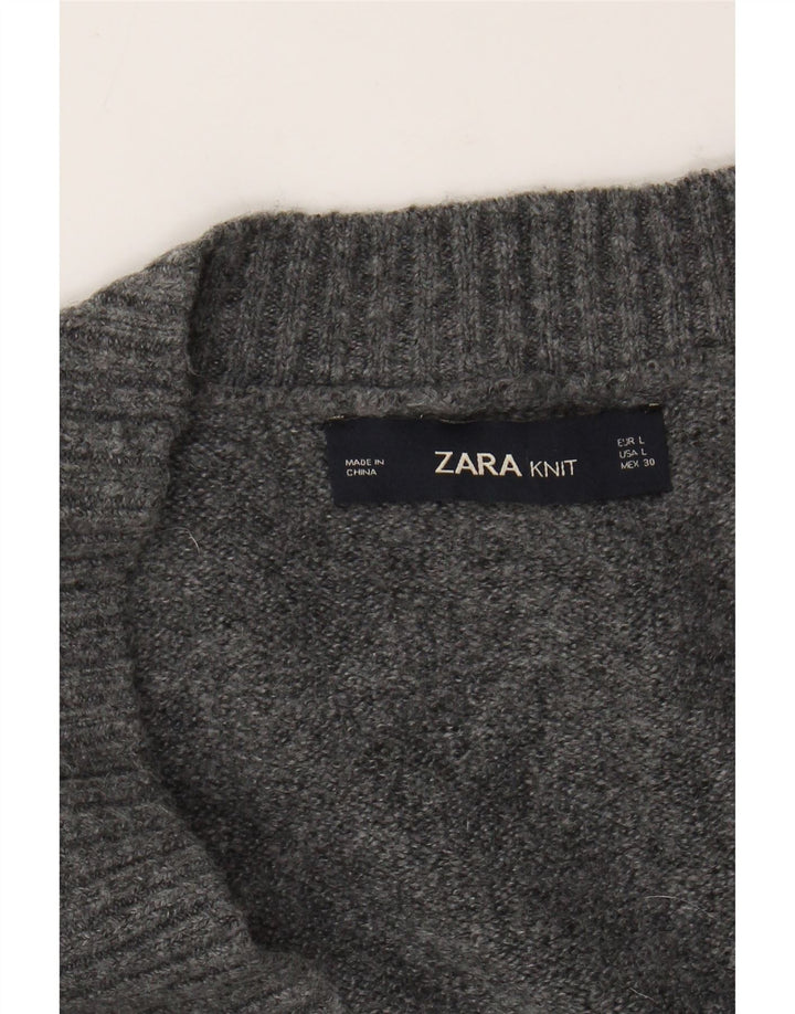 Zara Γυναικείο πουλόβερ με ζακέτα UK 16 Large Grey