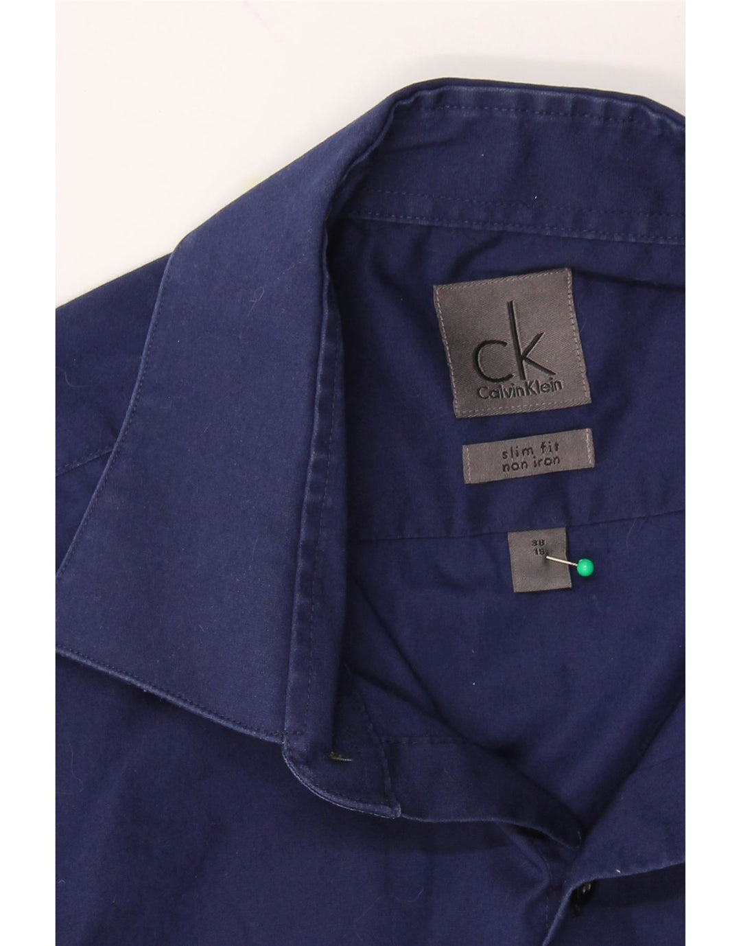 CALVIN KLEIN Mens Slim Fit Shirt Size 15 38 Medium Navy Blue Vintage Calvin Klein and Second-Hand Calvin Klein from Messina Hembry 