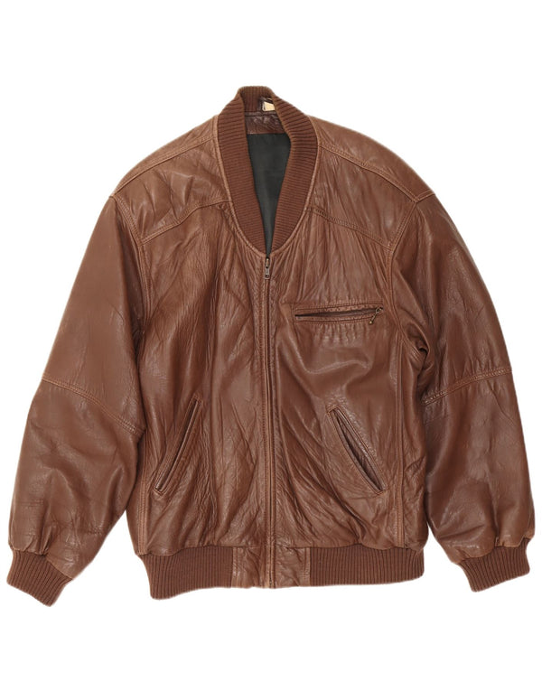 Vintage Ανδρικό Loose Fit Δερμάτινο Μπουφάν EU 48 Δερμάτινο μεσαίο καφέ