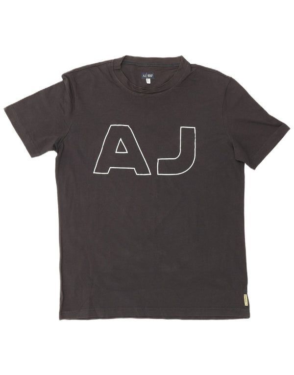 ARMANI JEANS Ανδρικό γραφικό T-Shirt Top 3XL Μαύρο βαμβακερό