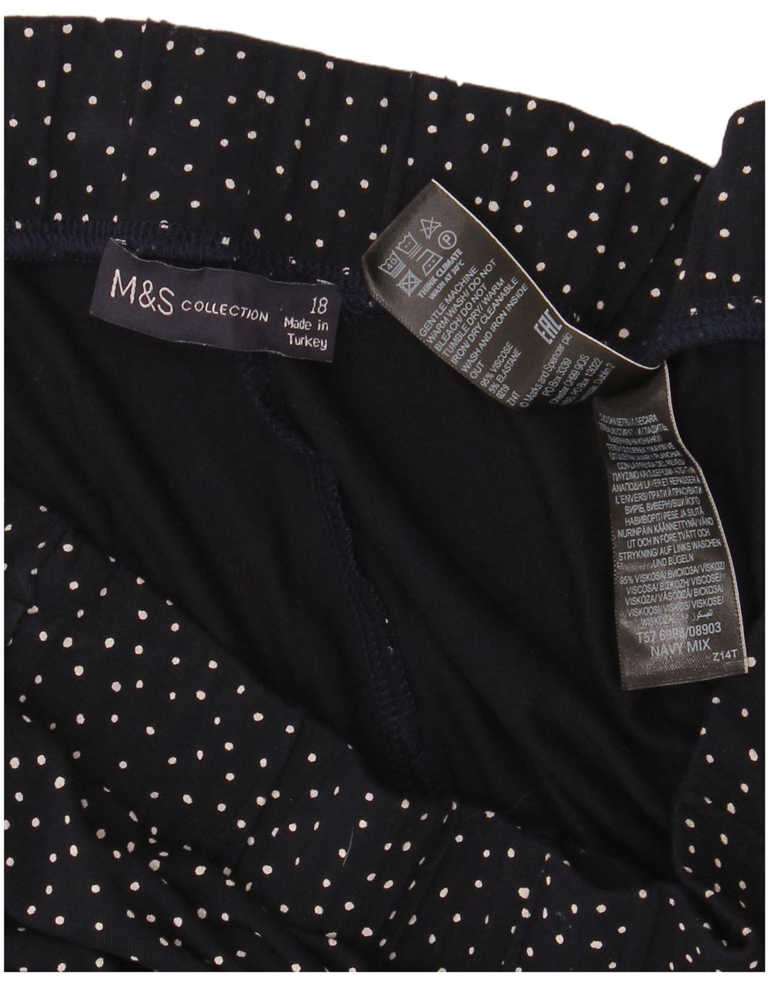 Γυναικεία κολάν Marks & Spencer UK 18 XL Navy Blue Dot Viscose