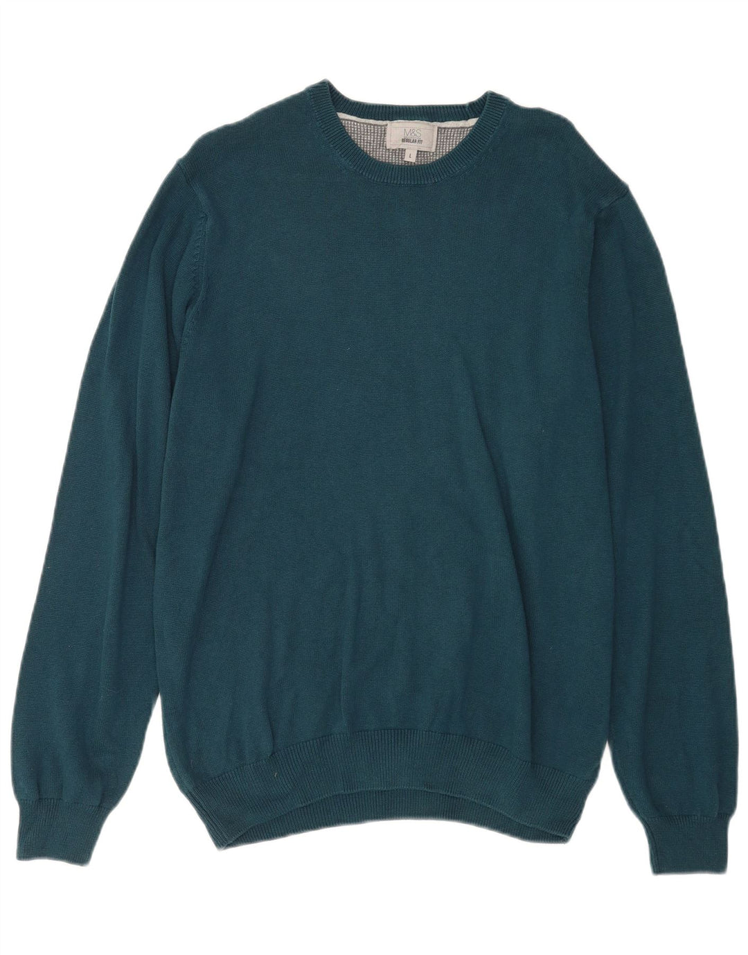 Ανδρικό πουλόβερ Marks & Spencer Regular Fit Crew Neck Jumper μεγάλο μπλε βαμβακερό