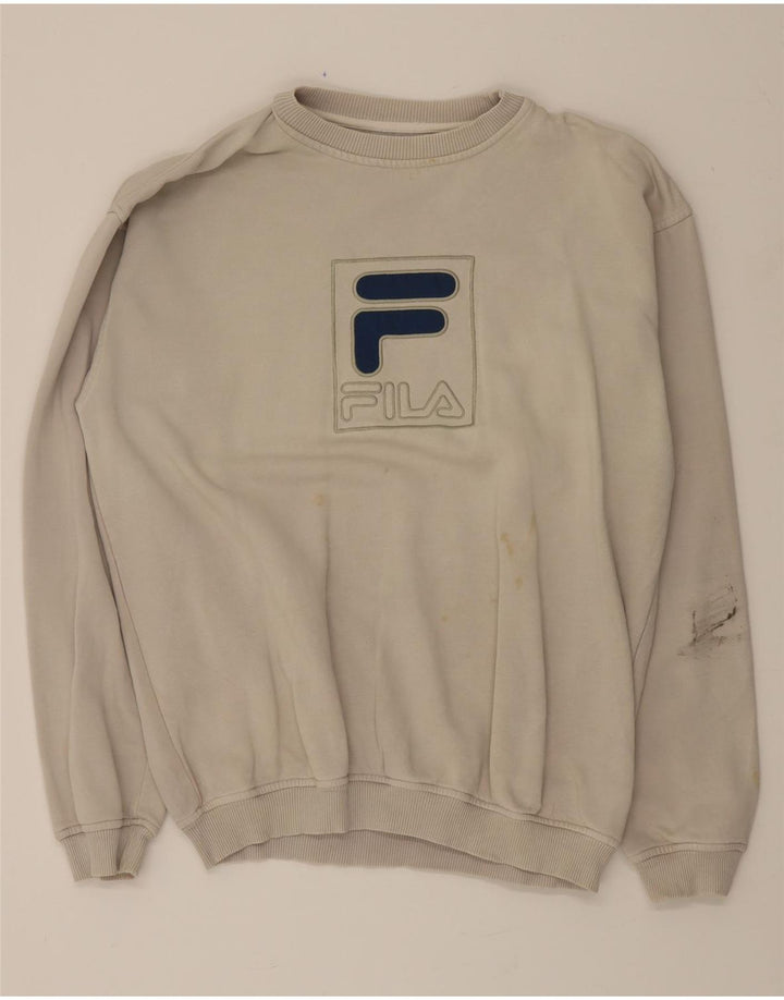 FILA Mens Sweatshirt Jumper Medium Beige Cotton Vintage Fila and Second-Hand Fila from Messina Hembry 