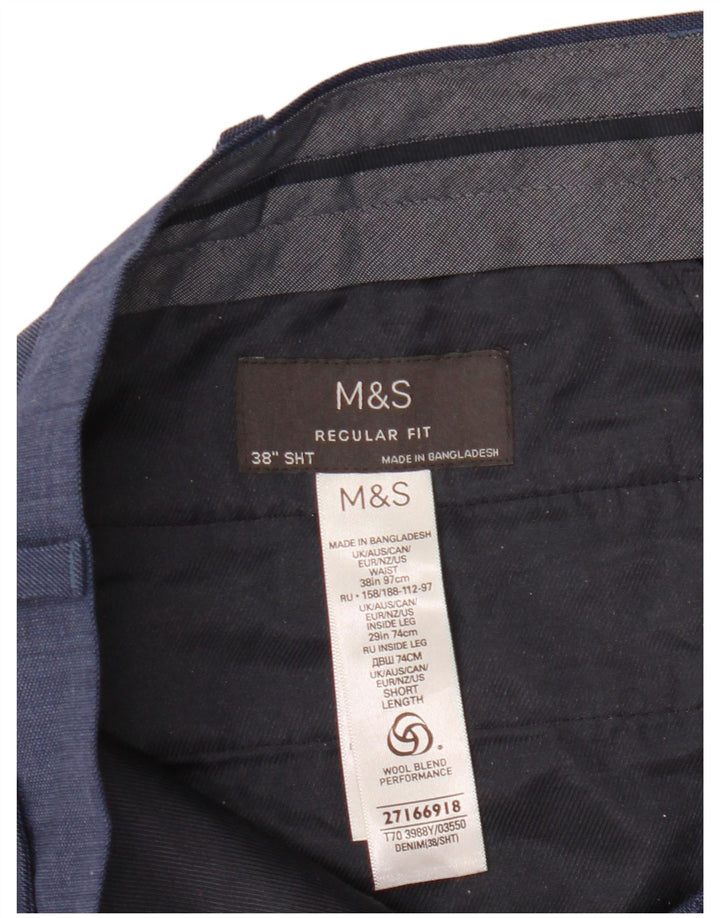 Marks & Spencer Ανδρικό παντελόνι με κανονική εφαρμογή W38 L29 Μπλε μαλλί