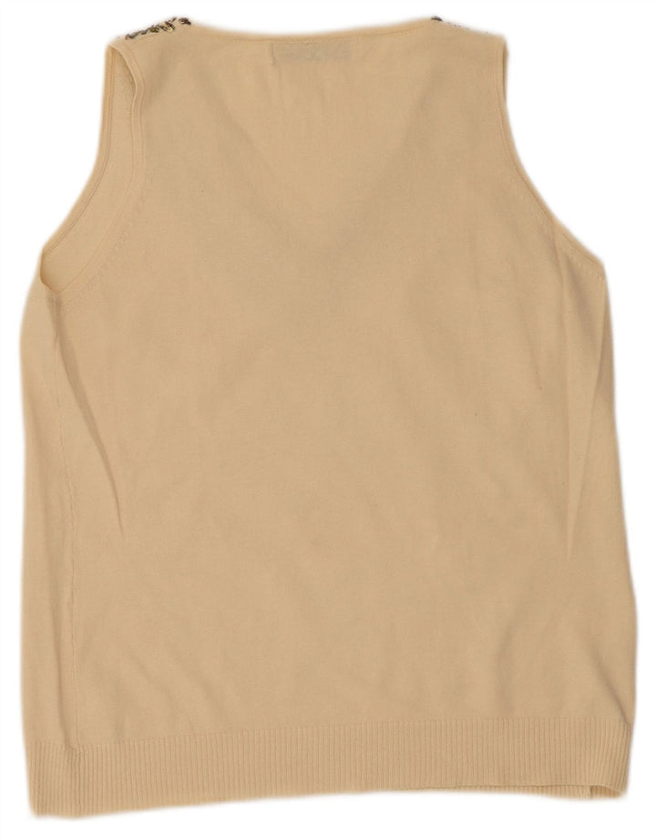 Zara Γυναικείο Γιλέκο Τοπ UK 14 Large Beige Ramie