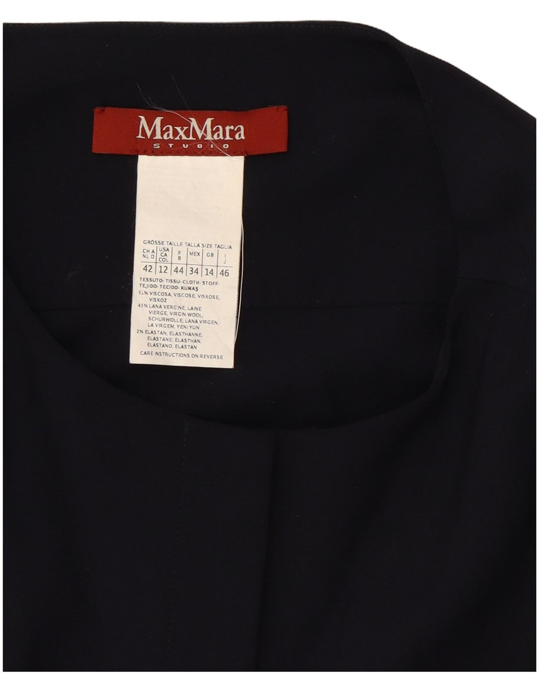 MAX MARA Γυναικείο μακρυμάνικο φόρεμα A-Line UK 14 Μεγάλο Navy Blue Viscose