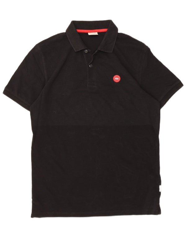 Jack & Jones Mens Polo Shirt Small Black Cotton