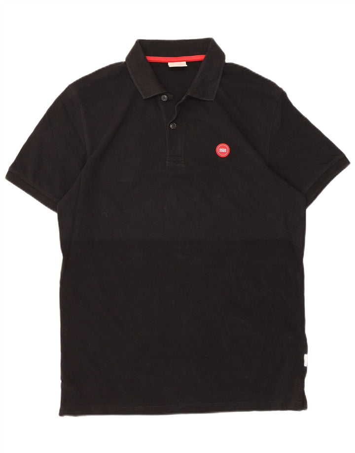 Ανδρικό μπλουζάκι πόλο Jack & Jones, μικρό μαύρο βαμβακερό