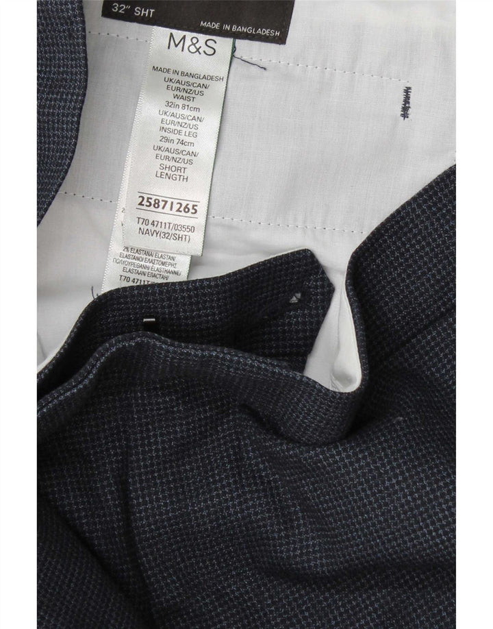 Marks & Spencer Ανδρικό κωνικό παντελόνι W32 L29 Navy Blue Check