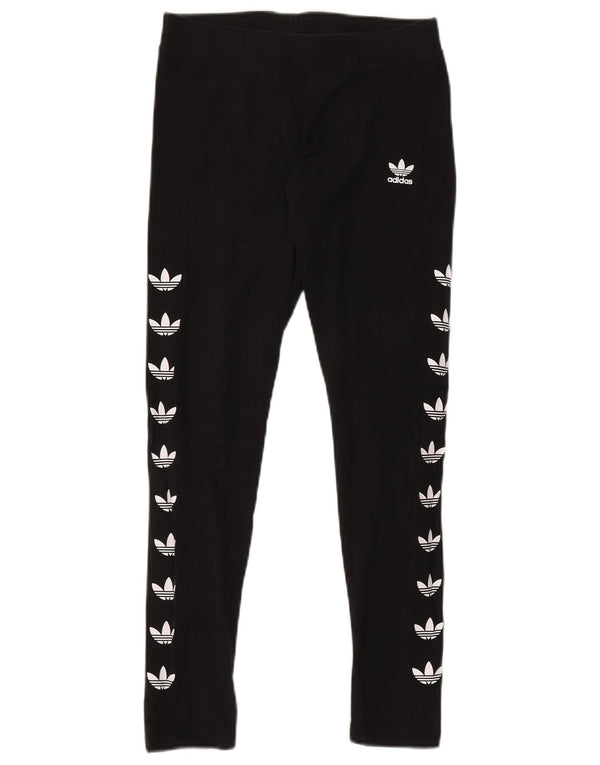 Γυναικεία γραφικά κολάν Adidas UK 12 μεσαίο μαύρο βαμβακερό