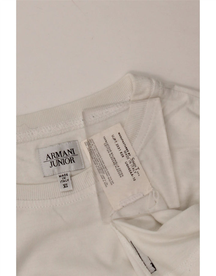 ARMANI JUNIOR Γραφικό μπλουζάκι για αγόρια 11-12 ετών λευκό βαμβακερό