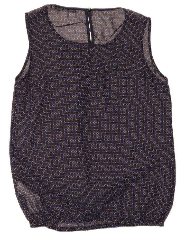 Esprit Γυναικεία Αμάνικη Μπλούζα Τοπ UK 12 Medium Navy Blue Check Polyester