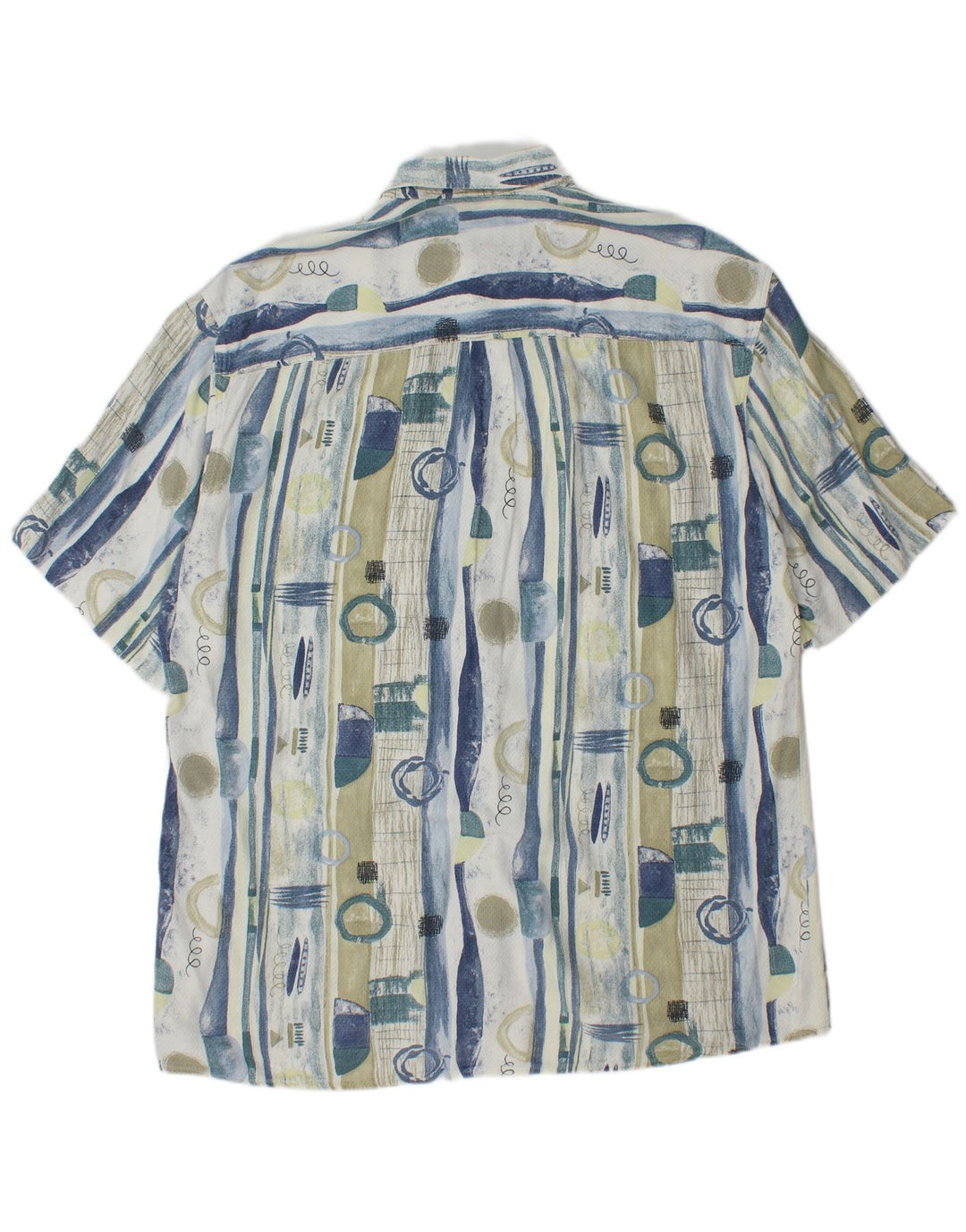 Ανδρικό πουκάμισο Vintage Longline Abstract Pattern Μέγεθος 41 Μεγάλο Μπλε