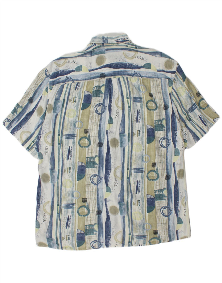 Ανδρικό πουκάμισο Vintage Longline Abstract Pattern Μέγεθος 41 Μεγάλο Μπλε