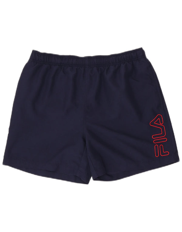 FILA Mens Graphic Sport Shorts Large Navy Blue Polyester